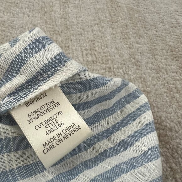 Max Studio Smocked Striped Cotton Summer Boho Hilo Midi Dress With Pockets XL - Picture 10 of 11